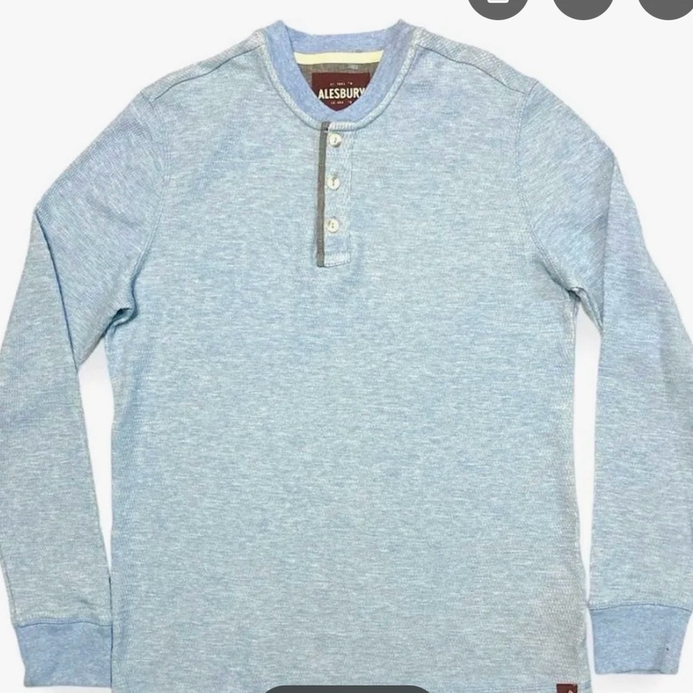 Alesbury Men's Blue Long Sleeve Henley Shirt